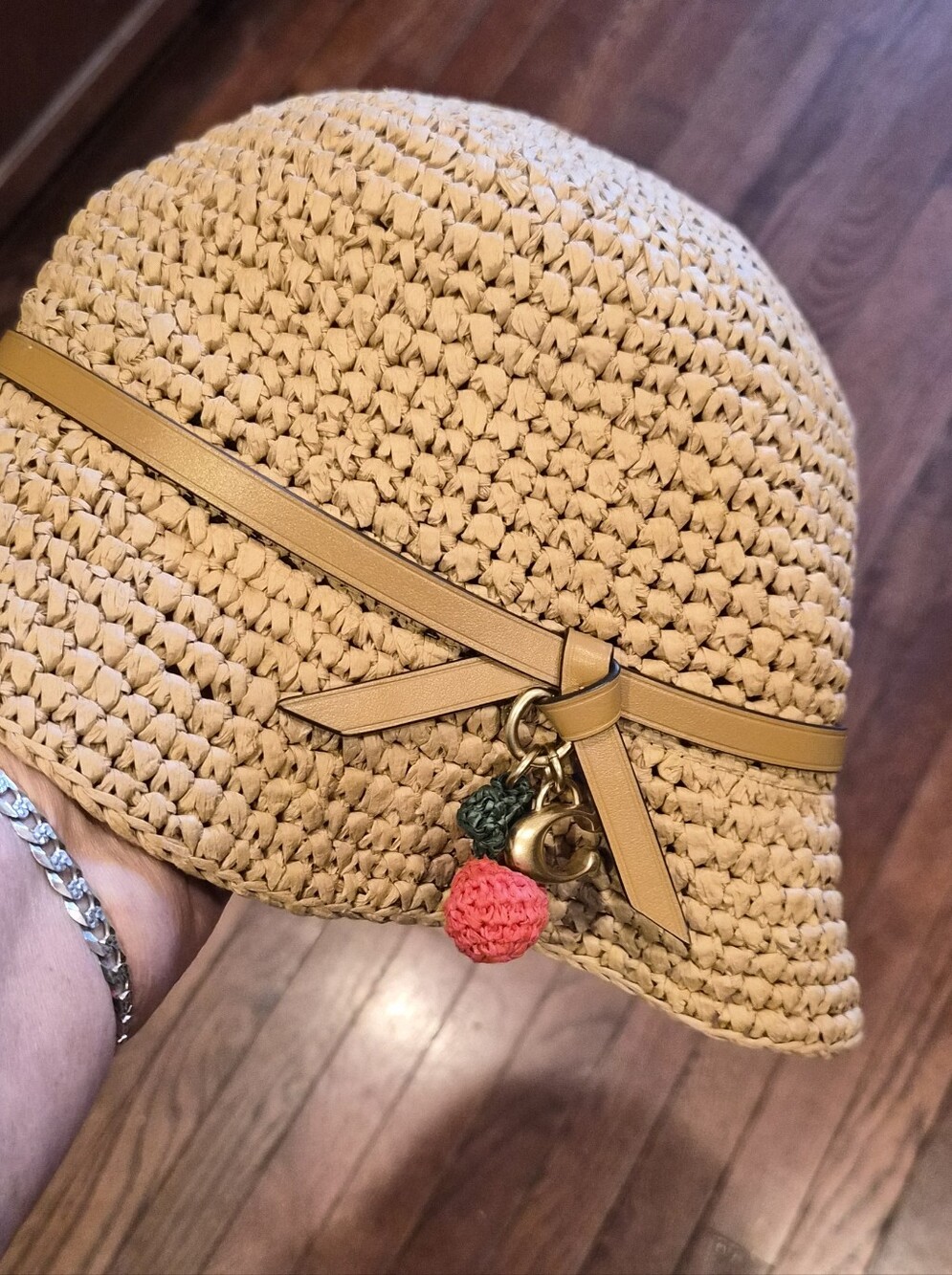 Coach Straw Bucket Hat With Cherry Detail - size M/L - with Coach gift box - - Picture 3 of 9